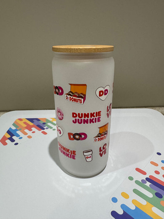 Dunkin Donuts Junkie glass tumbler