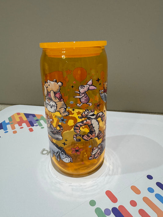 Winnie The Pooh orange tinted glass tumbler