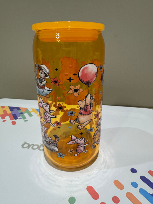 Winnie The Pooh orange tinted glass tumbler